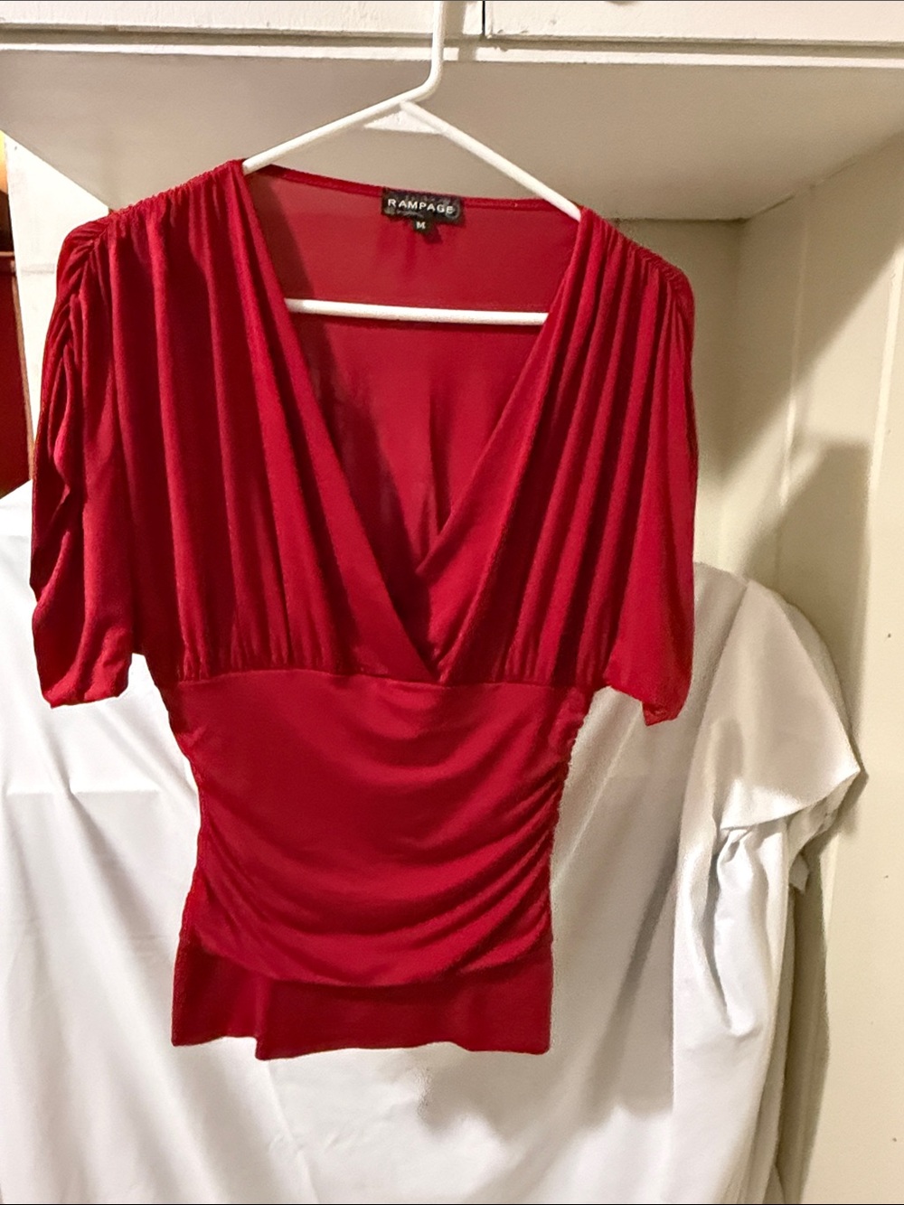 Rampage Red Surplice V-Neck Women's Top